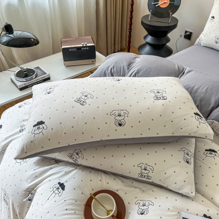 91家纺网 家纺一手货源 找家纺 一比一 直播爆款超柔提花小竺棉法式复古亲肤水洗四件套 精灵乐园