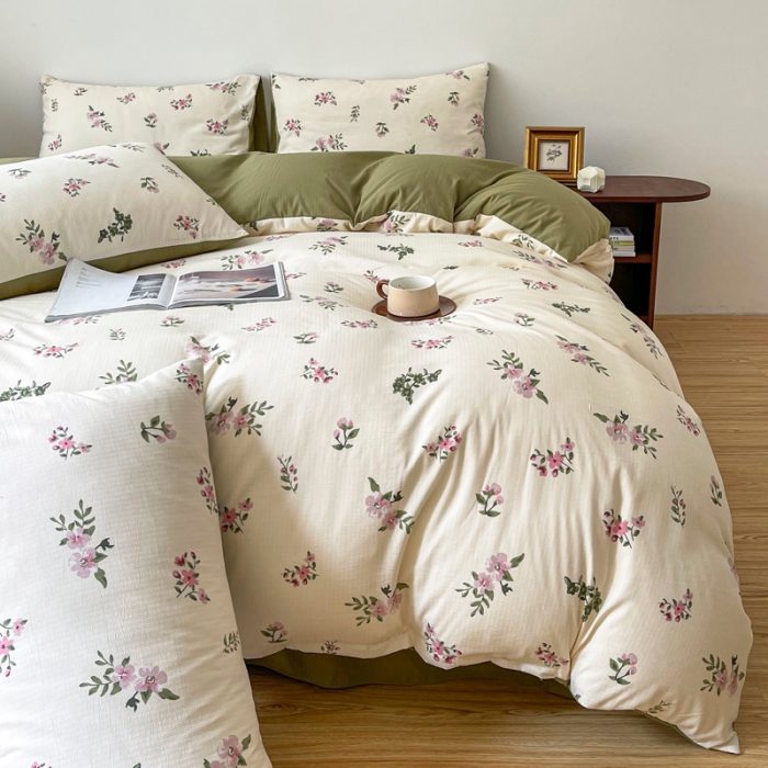 91家纺网 家纺一手货源 找家纺 一比一 直播爆款超柔提花小竺棉法式复古亲肤水洗四件套 午后时光