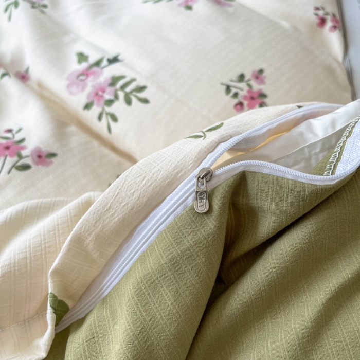 91家纺网 家纺一手货源 找家纺 一比一 直播爆款超柔提花小竺棉法式复古亲肤水洗四件套 午后时光