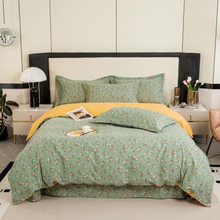 91家纺网 家纺一手货源 找家纺 凌鼎 2025新款喷气加厚磨毛四件套系列1 花千朵-绿