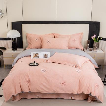 91家纺网 家纺一手货源 找家纺 凌鼎 2025新款喷气加厚磨毛四件套系列1 尤珍妮-粉