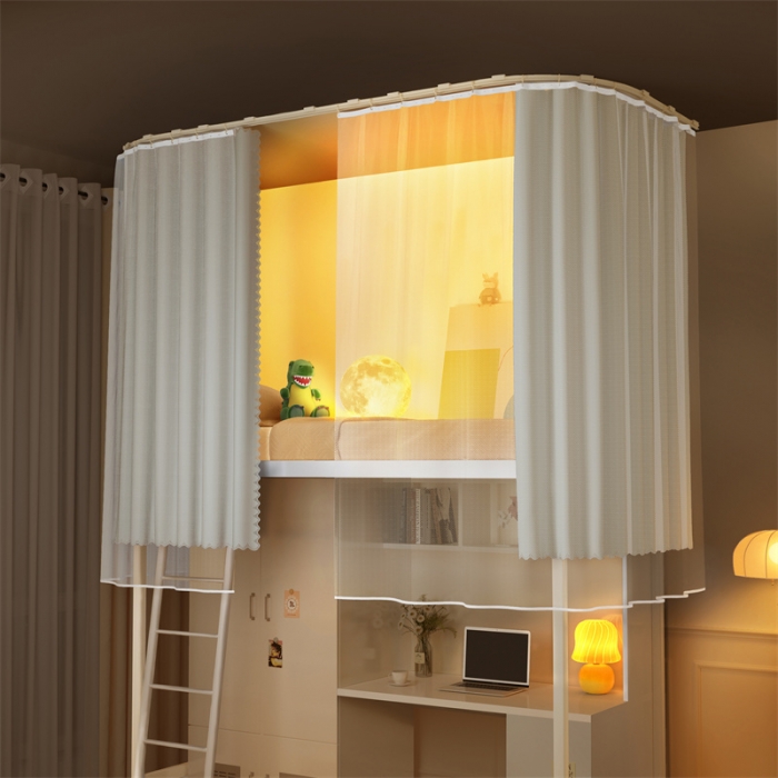 91家纺网 家纺一手货源 找家纺 艾晶美 2023新款3D建模吸顶学生蚊帐 奶灰