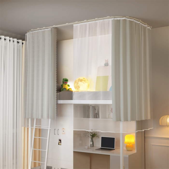 91家纺网 家纺一手货源 找家纺 艾晶美 2023新款3D建模吸顶学生蚊帐 奶灰