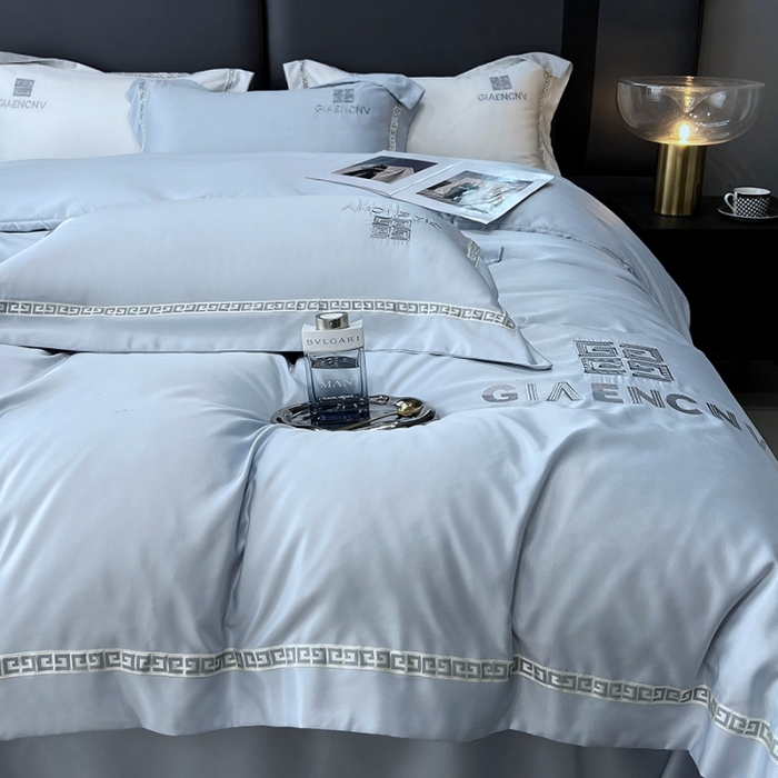 91家纺网 家纺一手货源 找家纺 优悦生活馆 2023新款凯丝系列轻奢磨毛四件套 凯丝-蓝