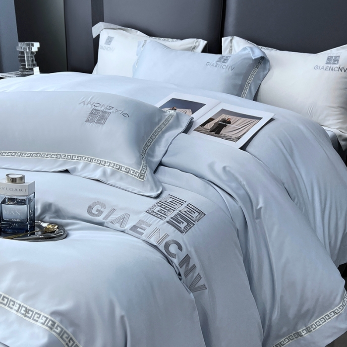 91家纺网 家纺一手货源 找家纺 优悦生活馆 2023新款凯丝系列轻奢磨毛四件套 凯丝-蓝