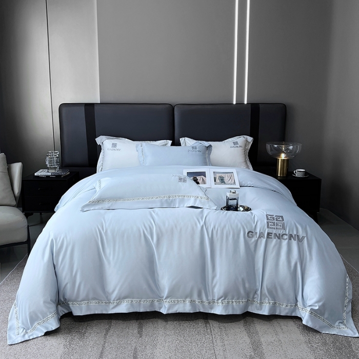 91家纺网 家纺一手货源 找家纺 优悦生活馆 2023新款凯丝系列轻奢磨毛四件套 凯丝-蓝