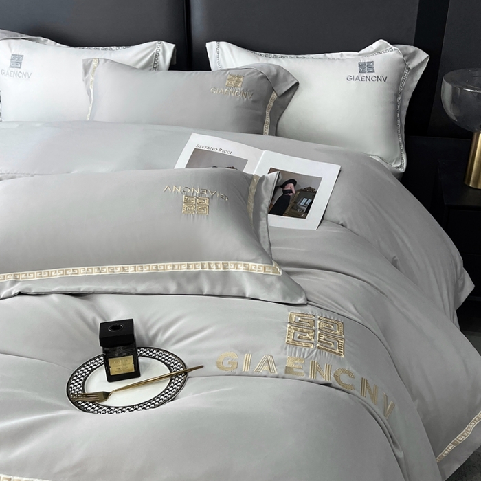 91家纺网 家纺一手货源 找家纺 优悦生活馆 2023新款凯丝系列轻奢磨毛四件套 凯丝-银灰