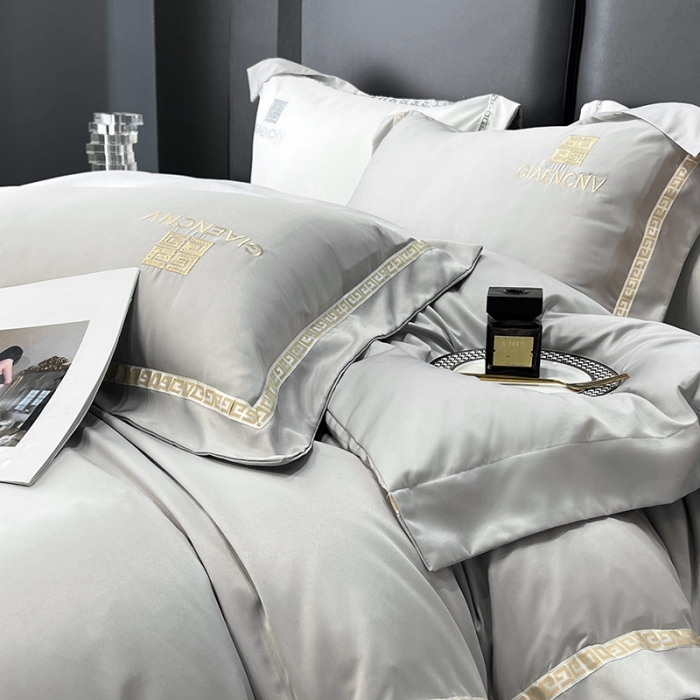 91家纺网 家纺一手货源 找家纺 优悦生活馆 2023新款凯丝系列轻奢磨毛四件套 凯丝-银灰