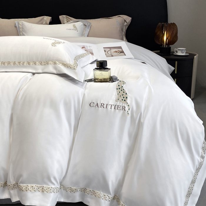 91家纺网 家纺一手货源 找家纺 优悦生活馆 2023新款布鲁系列轻奢磨毛四件套 布鲁-白