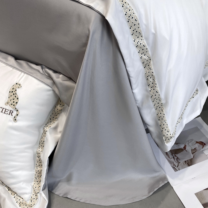 91家纺网 家纺一手货源 找家纺 优悦生活馆 2023新款布鲁系列轻奢磨毛四件套 布鲁-白