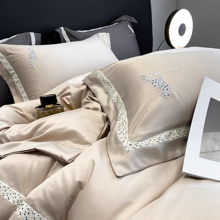 91家纺网 家纺一手货源 找家纺 优悦生活馆 2023新款布鲁系列轻奢磨毛四件套 布鲁-粉