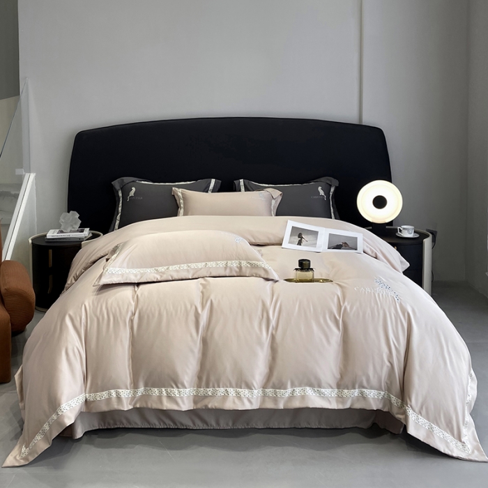 91家纺网 家纺一手货源 找家纺 优悦生活馆 2023新款布鲁系列轻奢磨毛四件套 布鲁-粉