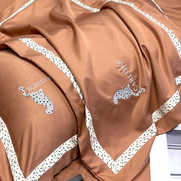 91家纺网 家纺一手货源 找家纺 优悦生活馆 2023新款布鲁系列轻奢磨毛四件套 布鲁-橘色