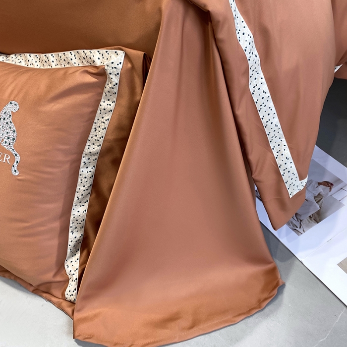 91家纺网 家纺一手货源 找家纺 优悦生活馆 2023新款布鲁系列轻奢磨毛四件套 布鲁-橘色