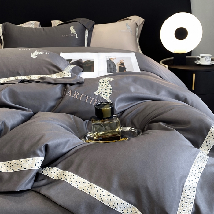 91家纺网 家纺一手货源 找家纺 优悦生活馆 2023新款布鲁系列轻奢磨毛四件套 布鲁-深灰