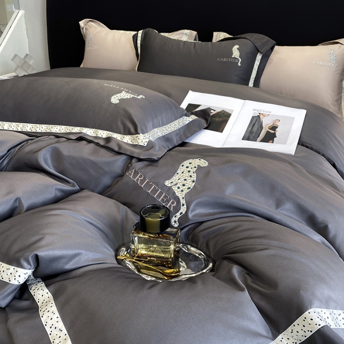 91家纺网 家纺一手货源 找家纺 优悦生活馆 2023新款布鲁系列轻奢磨毛四件套 布鲁-深灰