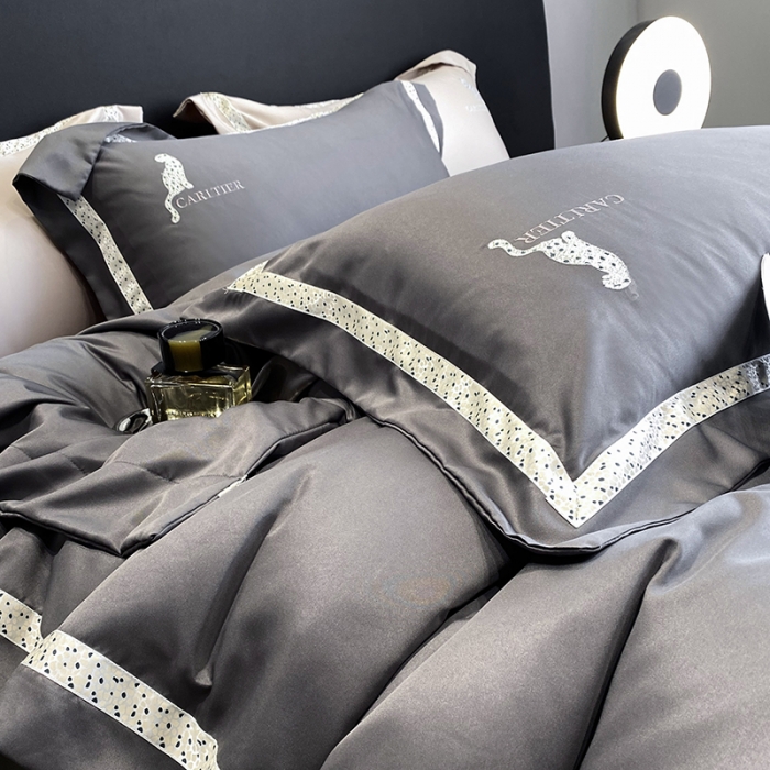 91家纺网 家纺一手货源 找家纺 优悦生活馆 2023新款布鲁系列轻奢磨毛四件套 布鲁-深灰