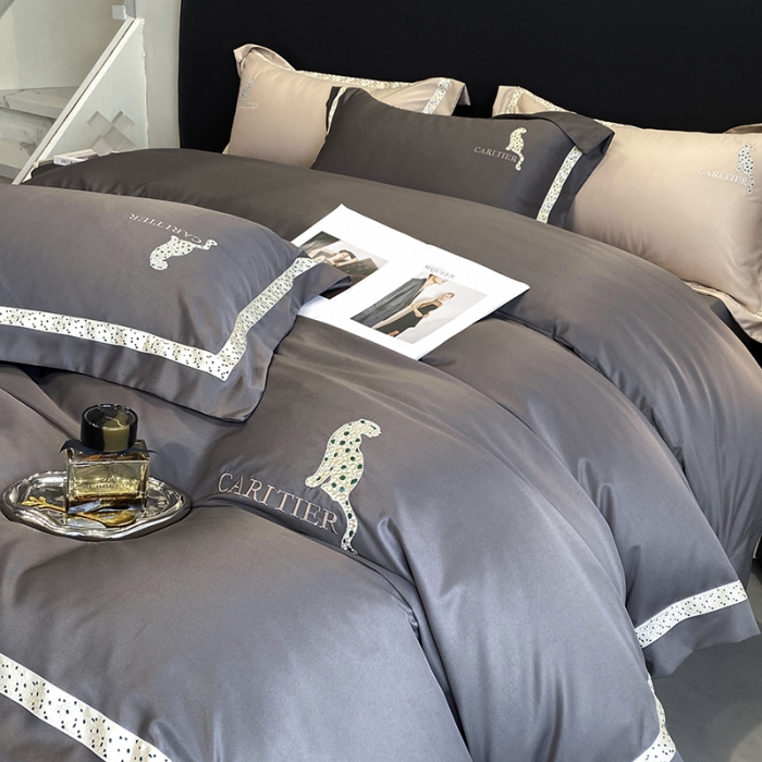 91家纺网 家纺一手货源 找家纺 优悦生活馆 2023新款布鲁系列轻奢磨毛四件套 布鲁-深灰