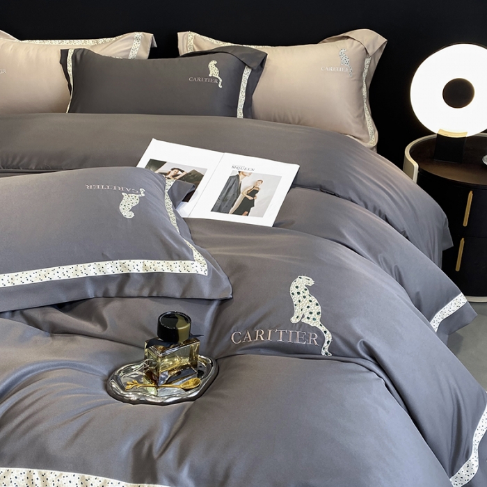 91家纺网 家纺一手货源 找家纺 优悦生活馆 2023新款布鲁系列轻奢磨毛四件套 布鲁-深灰