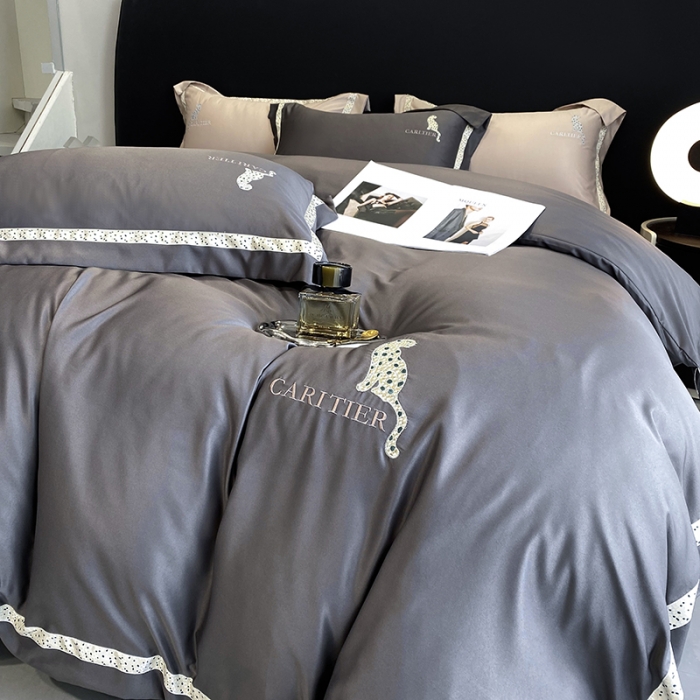 91家纺网 家纺一手货源 找家纺 优悦生活馆 2023新款布鲁系列轻奢磨毛四件套 布鲁-深灰