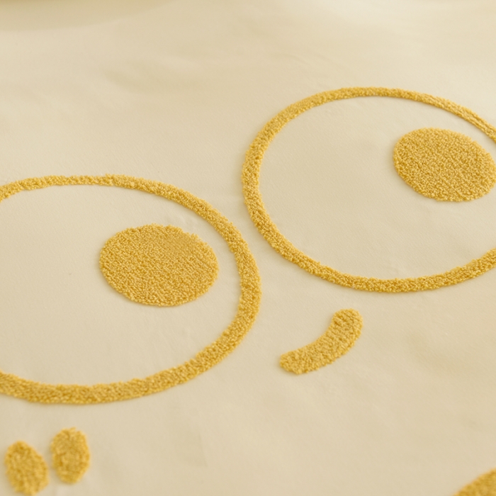 91家纺网 家纺一手货源 找家纺 梦之岛 2023新款小煤球系列毛巾绣四件套 小煤球-黄