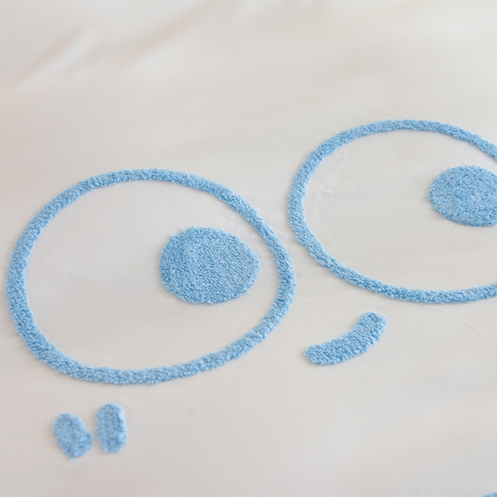 91家纺网 家纺一手货源 找家纺 梦之岛 2023新款小煤球系列毛巾绣四件套 小煤球-蓝