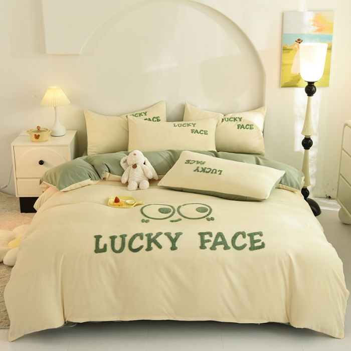 91家纺网 家纺一手货源 找家纺 梦之岛 2023新款小煤球系列毛巾绣四件套 小煤球-绿