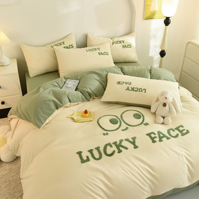 91家纺网 家纺一手货源 找家纺 梦之岛 2023新款小煤球系列毛巾绣四件套 小煤球-绿