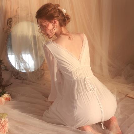 洛兰沙 2023新款外贸冰丝蕾丝吊带和两件套-2055维多利亚 白色