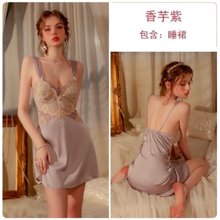91家纺网 家纺一手货源 找家纺 洛兰沙 2023新款外贸冰丝蕾丝吊带和两件套-2682暴暴
