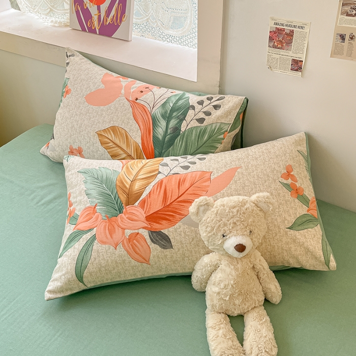 91家纺网 家纺一手货源 找家纺 涵宸 2023新款全棉加厚磨毛刺绣四件套-盛夏光年 南枝叶