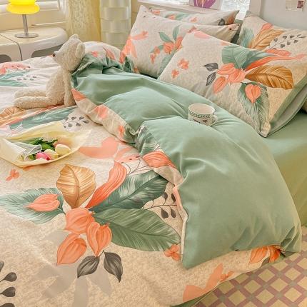 涵宸 2023新款全棉加厚磨毛刺绣四件套-盛夏光年 南枝叶