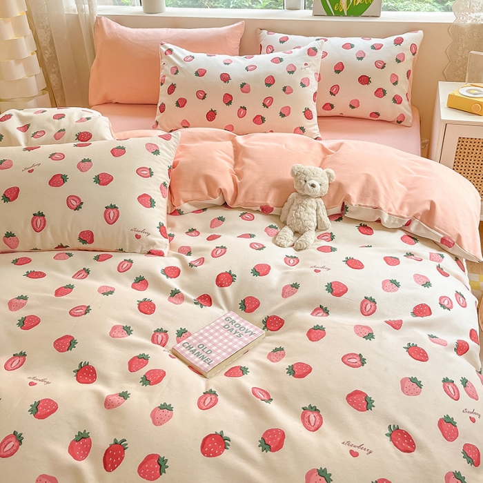 91家纺网 家纺一手货源 找家纺 涵宸 2023新款全棉加厚磨毛刺绣四件套-唯美 甜豆