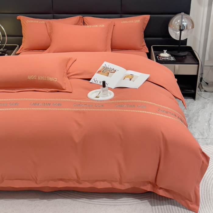 91家纺网 家纺一手货源 找家纺 金米诺 2024新款磨毛双斜四件套 爱马橙