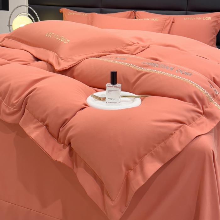 91家纺网 家纺一手货源 找家纺 金米诺 2024新款磨毛双斜四件套 爱马橙