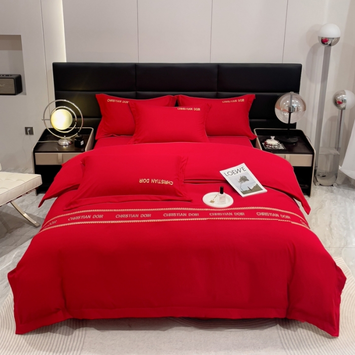 91家纺网 家纺一手货源 找家纺 金米诺 2024新款磨毛双斜四件套 大红