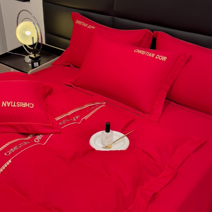 91家纺网 家纺一手货源 找家纺 金米诺 2024新款磨毛双斜四件套 大红