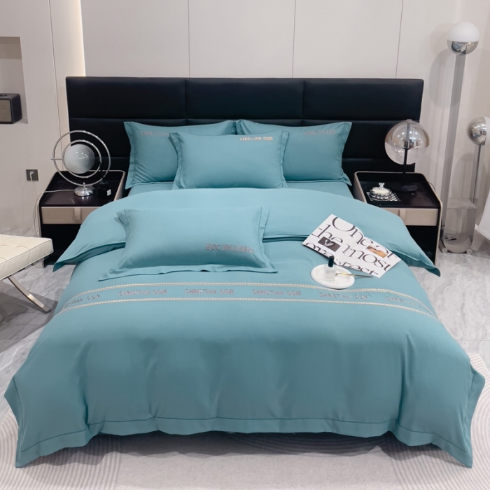 91家纺网 家纺一手货源 找家纺 金米诺 2024新款磨毛双斜四件套 湖蓝