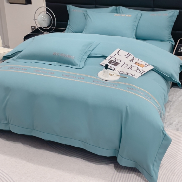 91家纺网 家纺一手货源 找家纺 金米诺 2024新款磨毛双斜四件套 湖蓝