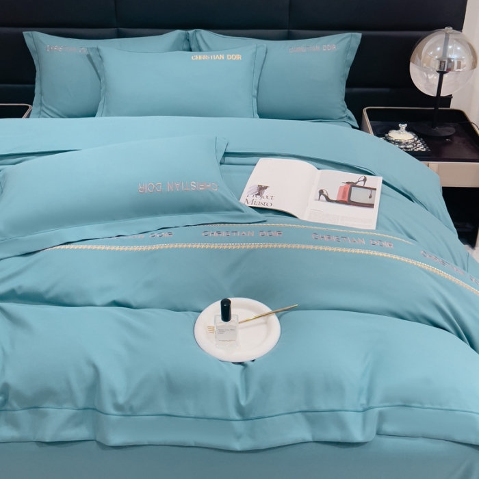 91家纺网 家纺一手货源 找家纺 金米诺 2024新款磨毛双斜四件套 湖蓝