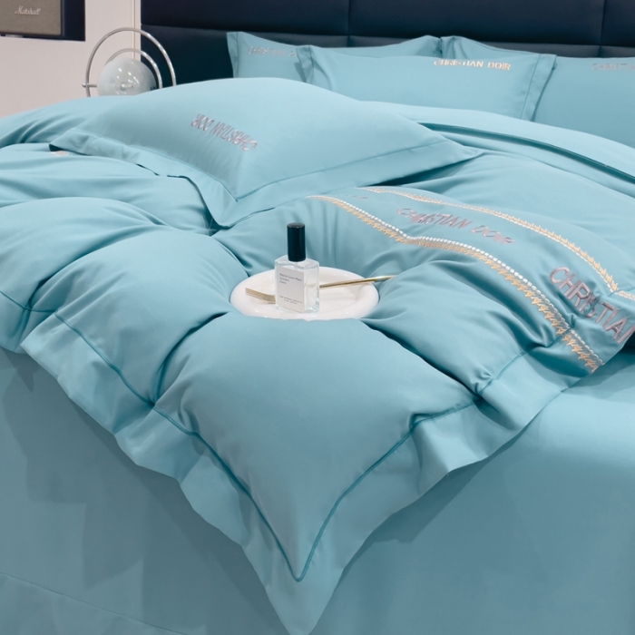 91家纺网 家纺一手货源 找家纺 金米诺 2024新款磨毛双斜四件套 湖蓝