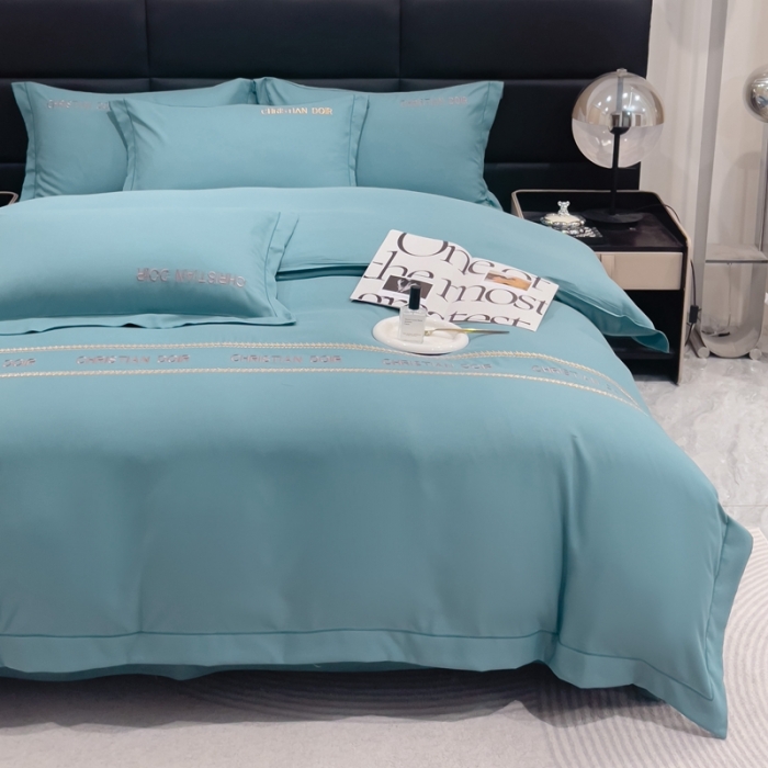 91家纺网 家纺一手货源 找家纺 金米诺 2024新款磨毛双斜四件套 湖蓝