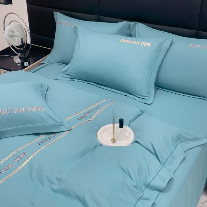 91家纺网 家纺一手货源 找家纺 金米诺 2024新款磨毛双斜四件套 湖蓝