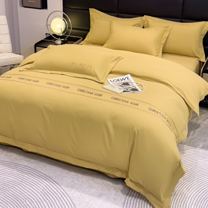 91家纺网 家纺一手货源 找家纺 金米诺 2024新款磨毛双斜四件套 明黄