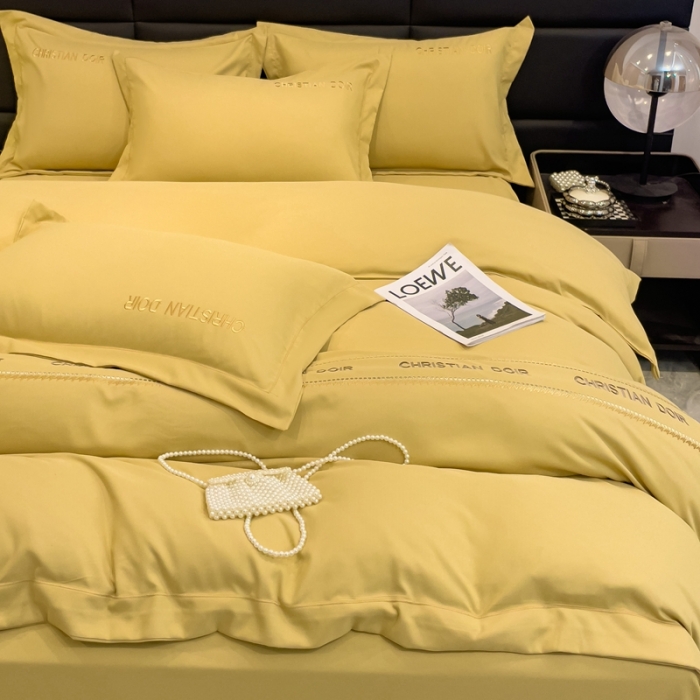 91家纺网 家纺一手货源 找家纺 金米诺 2024新款磨毛双斜四件套 明黄