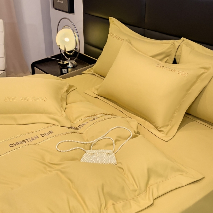 91家纺网 家纺一手货源 找家纺 金米诺 2024新款磨毛双斜四件套 明黄