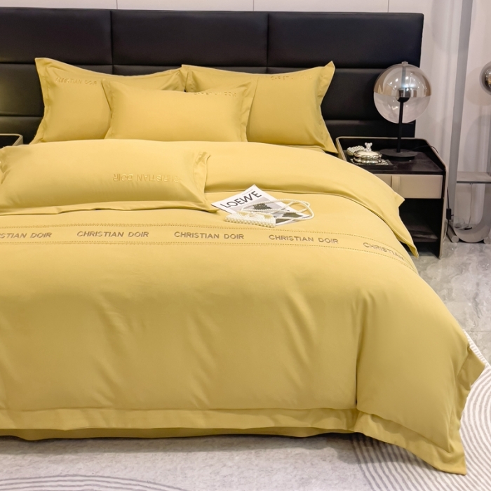 91家纺网 家纺一手货源 找家纺 金米诺 2024新款磨毛双斜四件套 明黄