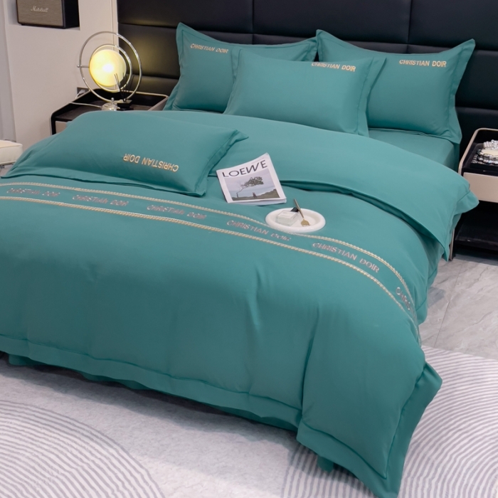 91家纺网 家纺一手货源 找家纺 金米诺 2024新款磨毛双斜四件套 珊瑚绿