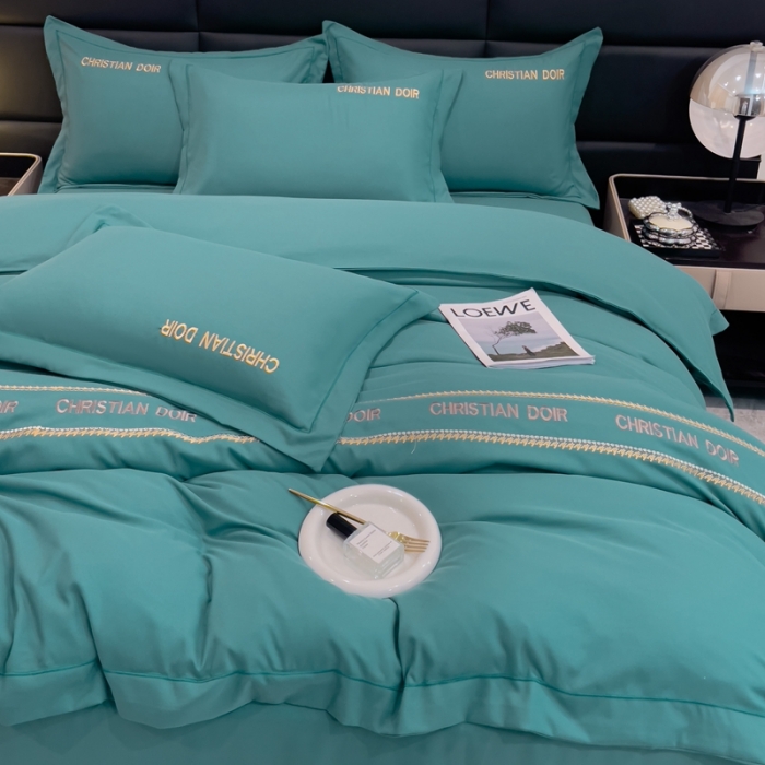 91家纺网 家纺一手货源 找家纺 金米诺 2024新款磨毛双斜四件套 珊瑚绿