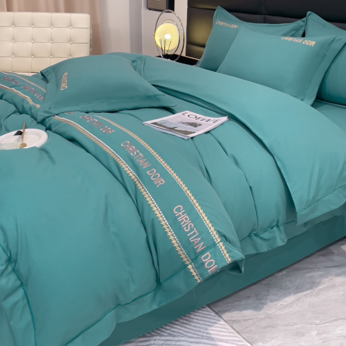 91家纺网 家纺一手货源 找家纺 金米诺 2024新款磨毛双斜四件套 珊瑚绿